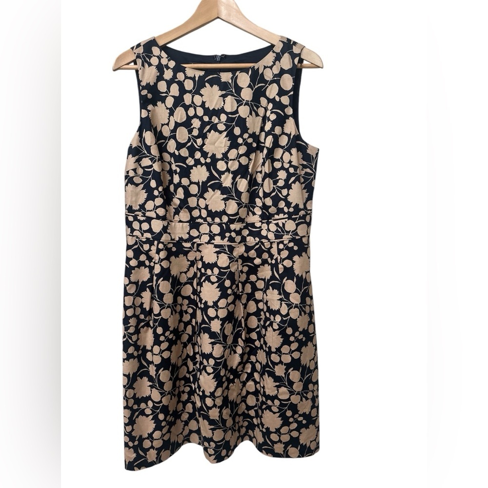 Talbots Navy and Tan Floral Dress